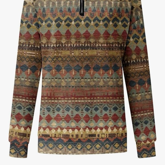 Geometric Patterned Zip-Up Sweater - Picture 8 of 10